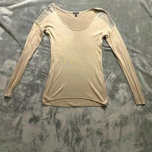Express light weight sweater with studded sleeves